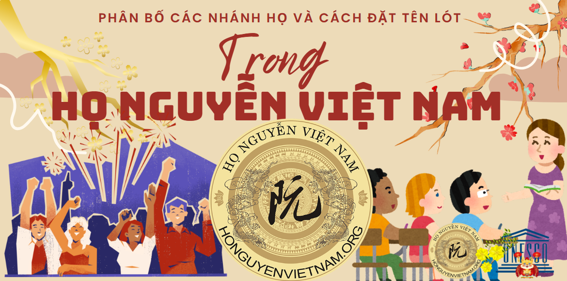 Các nhánh họ Nguyễn và cách dùng tên lót phân bố đa dạng  như thế nào ?